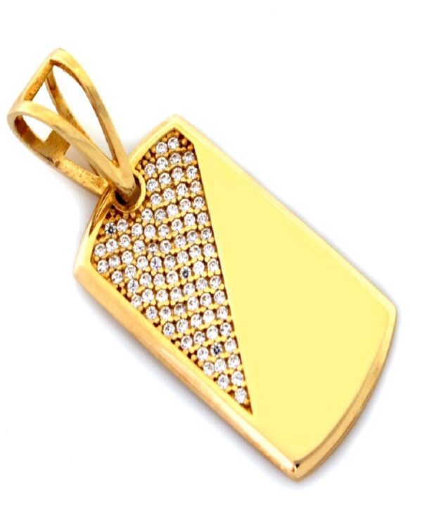 Złoty wisiorek prostokąt z diamentami - Jubiler Kraków BigDIAMOND