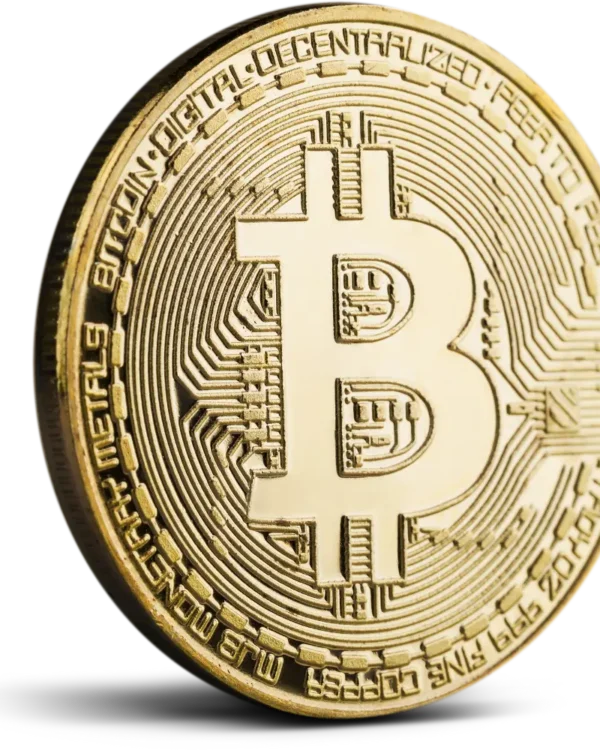 Złoty Bitcoin wykonany z 585 złota, waga 11,54 g, kolekcjonerski symbol prestiżu, BigDIAMOND Kraków