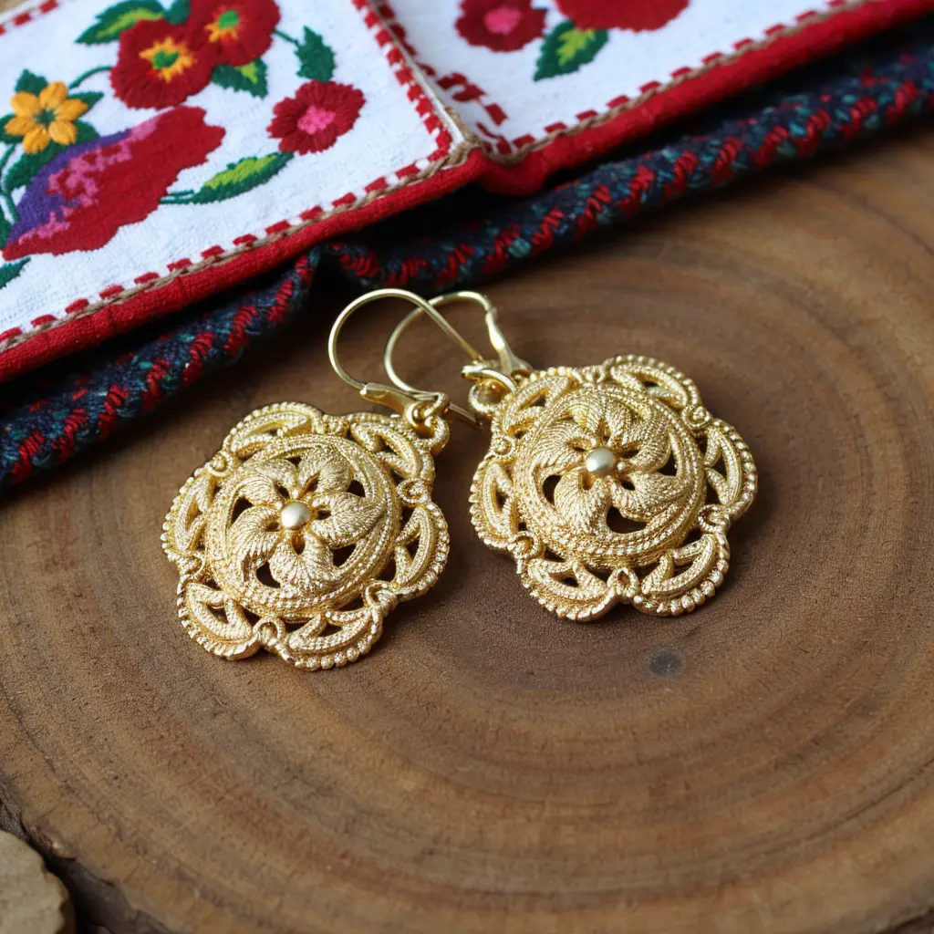 Kolczyki handmade złoto 585 – inspirowane krakowskim folklorem