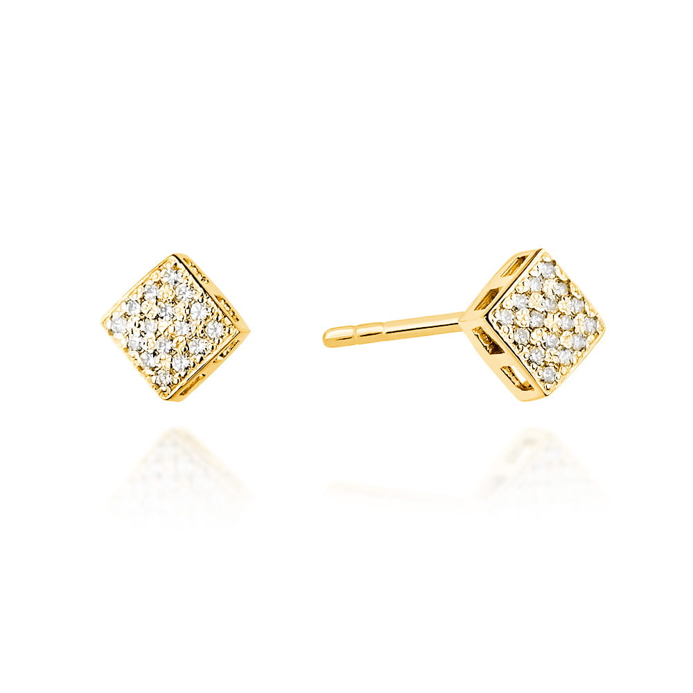 Kolczyki CK013 z diamentami żółte złoto Jubiler Kraków BigDIAMOND