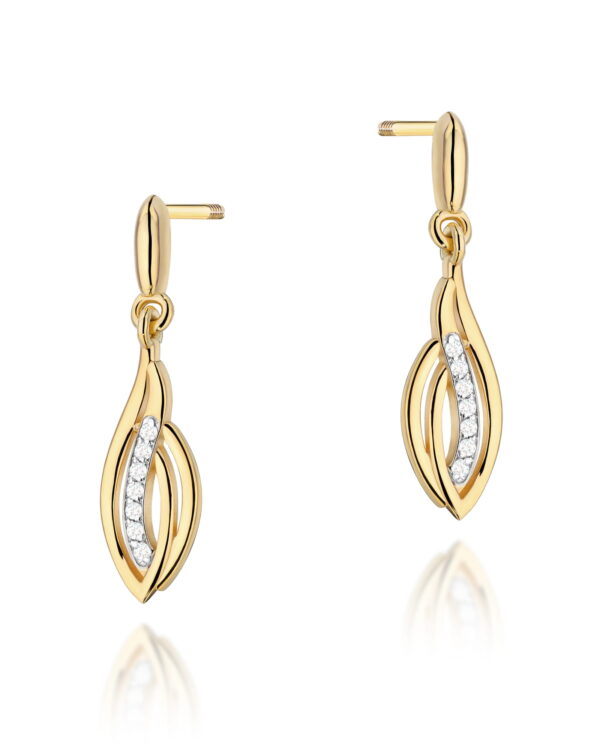 Kolczyki K0004 z diamentami żółte złoto sztyft zakręcany Jubiler Kraków BigDIAMOND