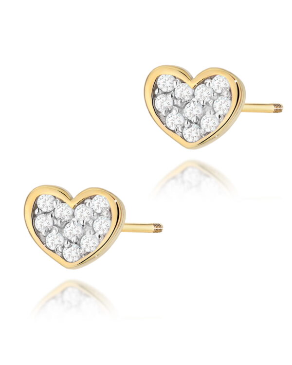 Kolczyki K0021 z diamentami żółte złoto sztyft zakręcany Jubiler Kraków BigDIAMOND