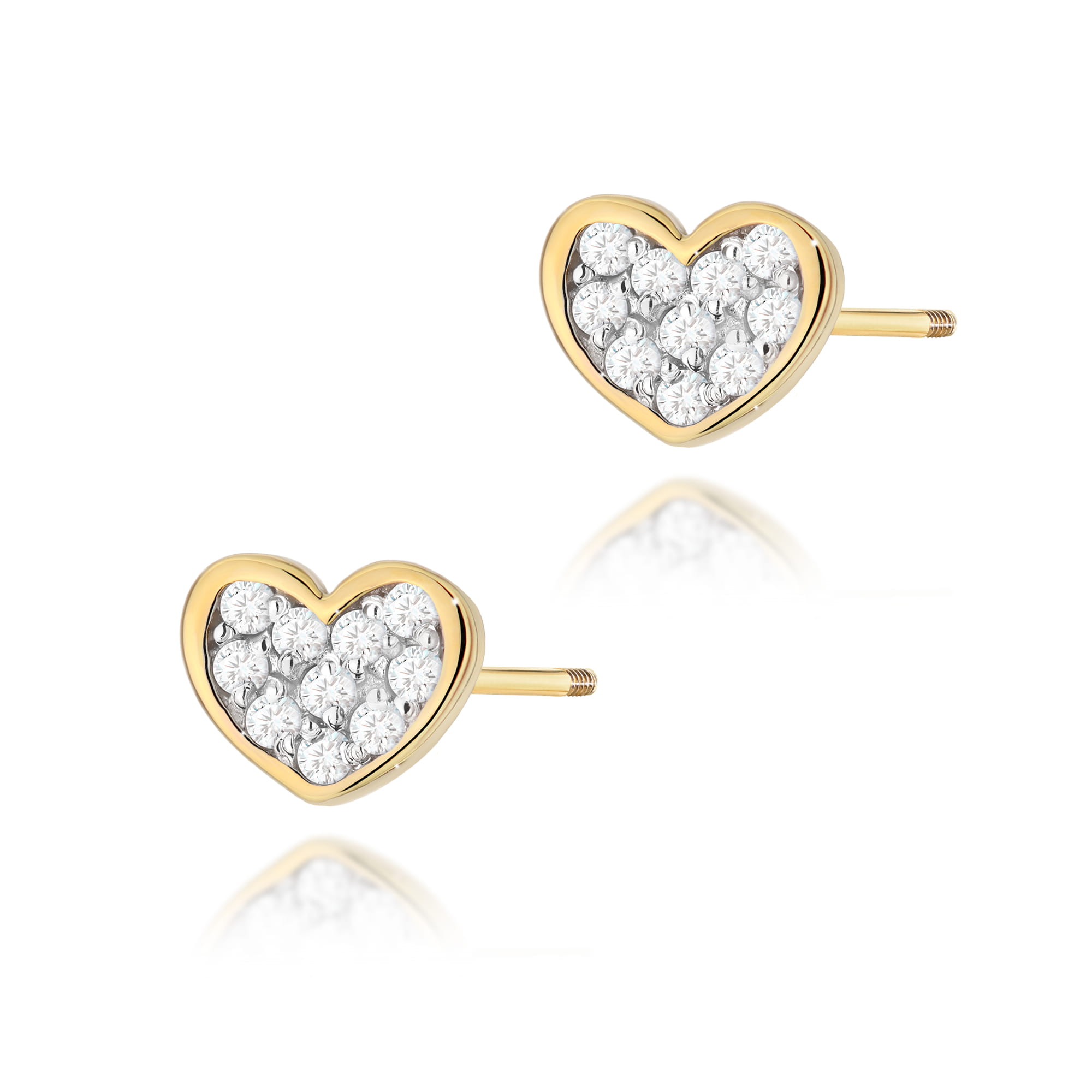 Kolczyki K0021 z diamentami żółte złoto sztyft zakręcany Jubiler Kraków BigDIAMOND