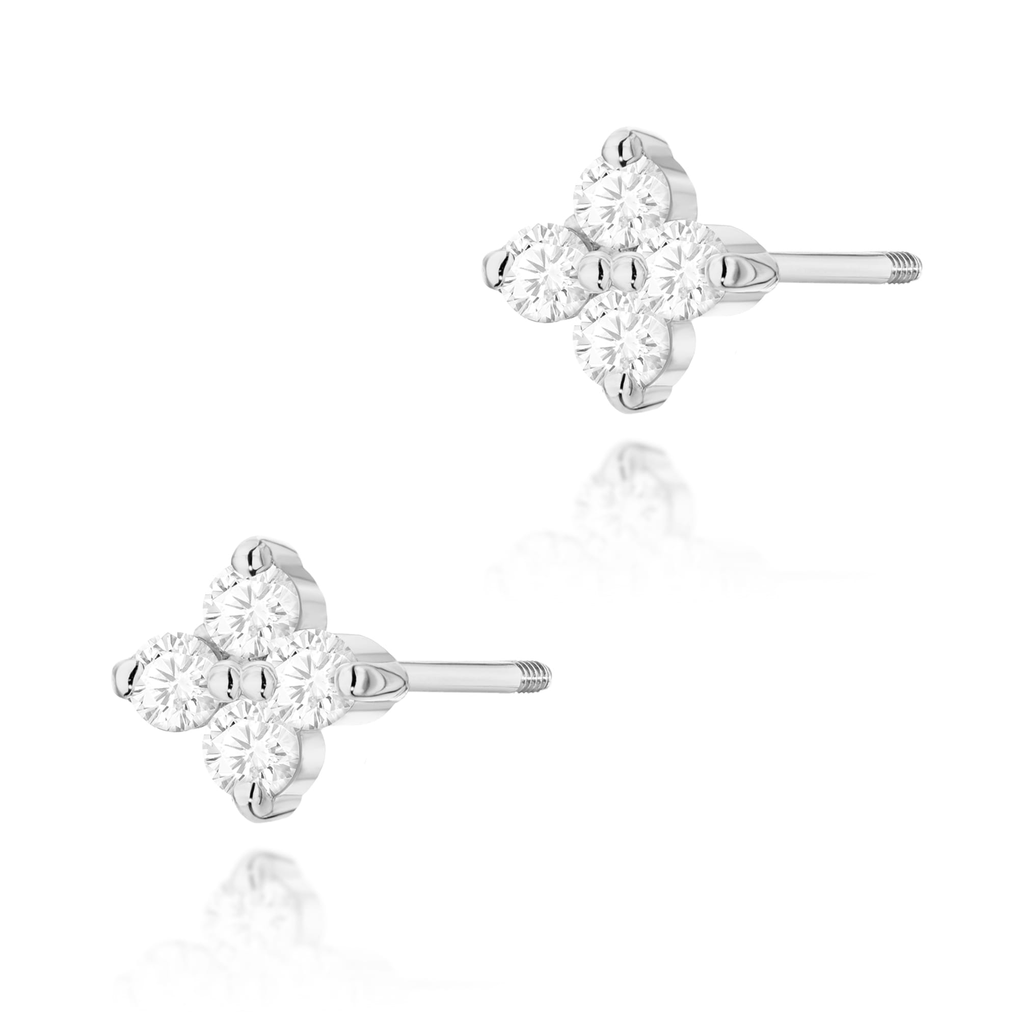 Kolczyki K0024 z diamentami białe złoto sztyft zakręcany Jubiler Kraków BigDIAMOND