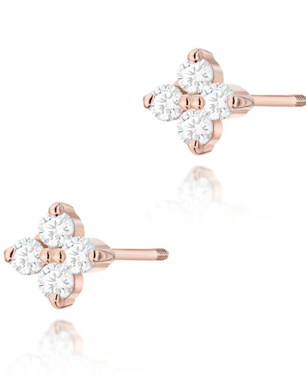 Kolczyki K0024 z diamentami różowe złoto sztyft zakręcany Jubiler Kraków BigDIAMOND