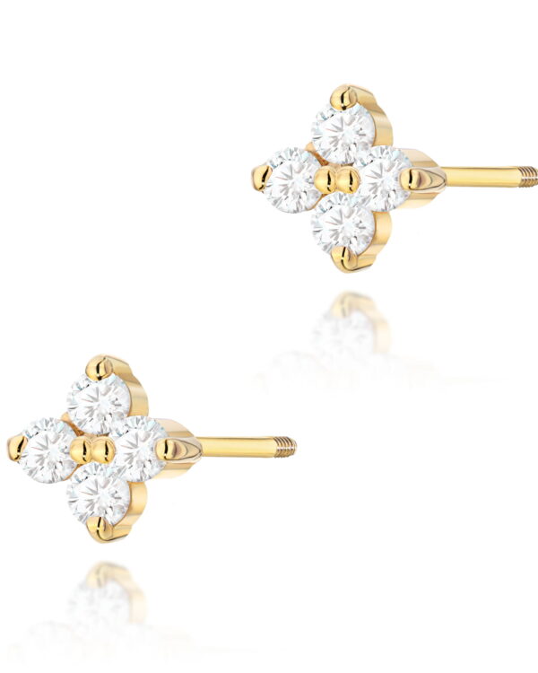 Kolczyki K0024 z diamentami żółte złoto sztyft zakręcany Jubiler Kraków BigDIAMOND