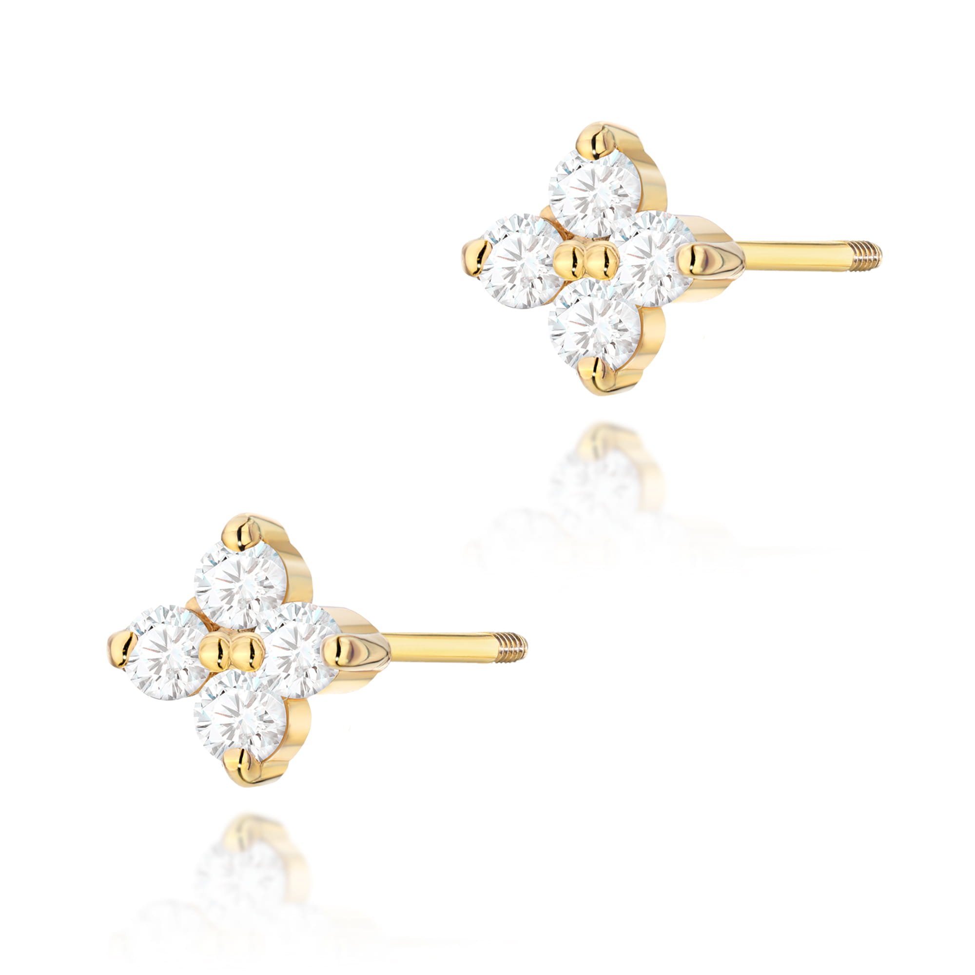 Kolczyki K0024 z diamentami żółte złoto sztyft zakręcany Jubiler Kraków BigDIAMOND