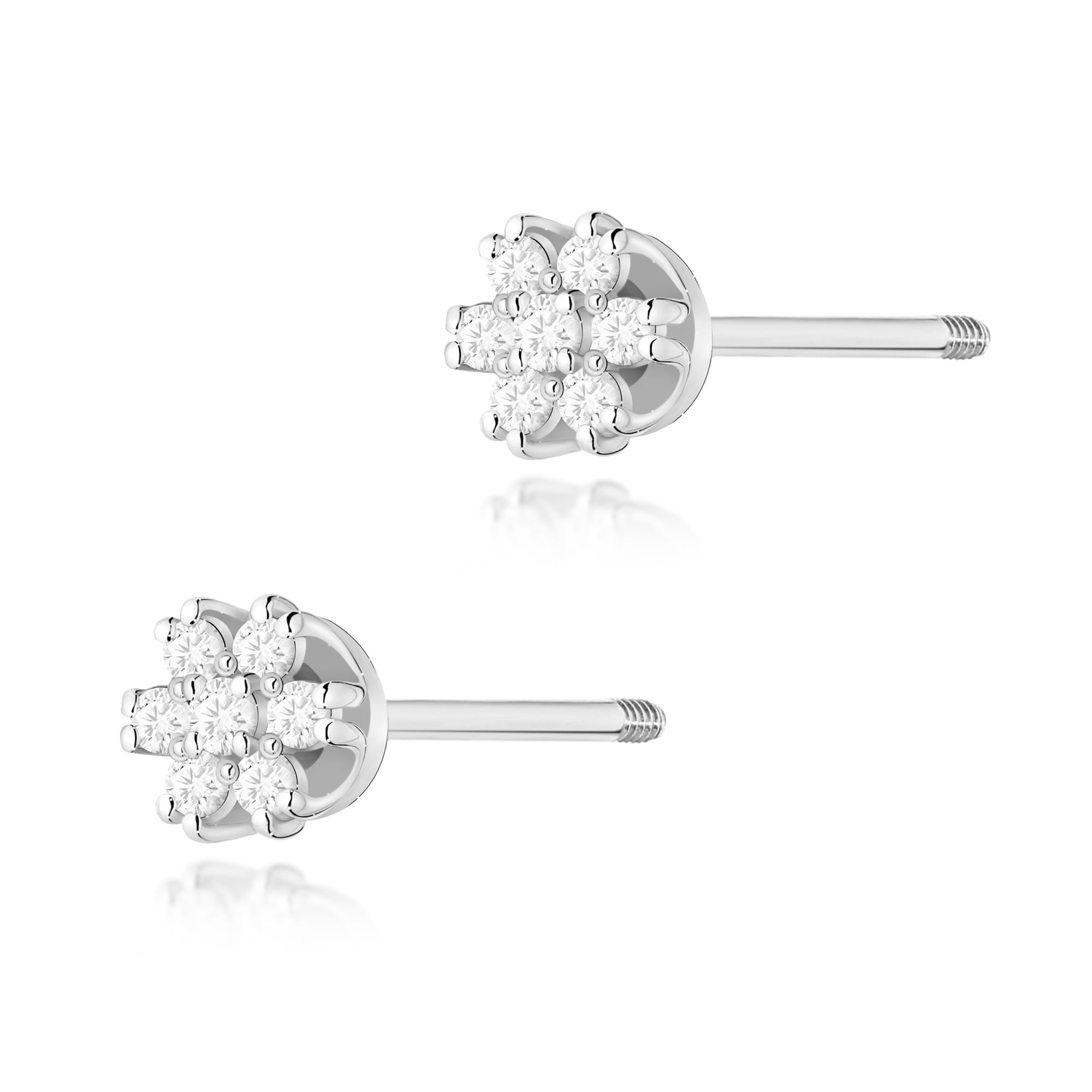 Kolczyki K0026 z diamentami białe złoto sztyft zakręcany Jubiler Kraków BigDIAMOND
