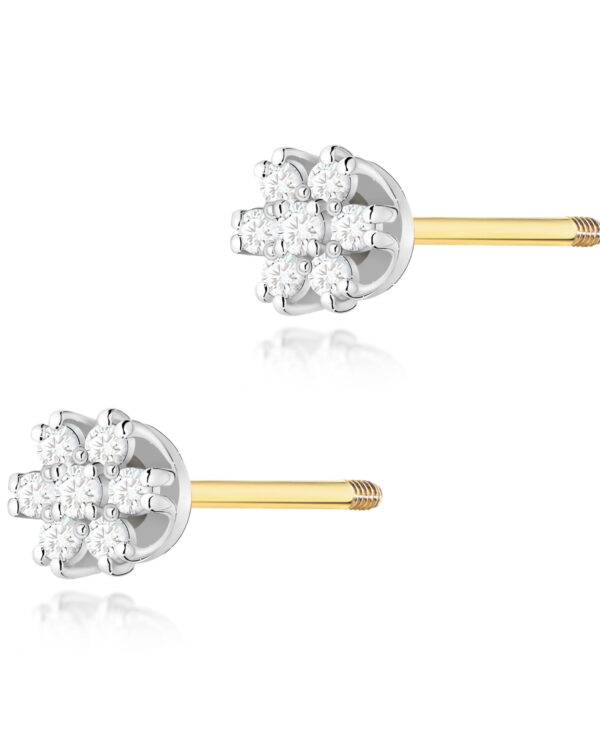 Kolczyki K0026 z diamentami żółte złoto sztyft zakręcany Jubiler Kraków BigDIAMOND