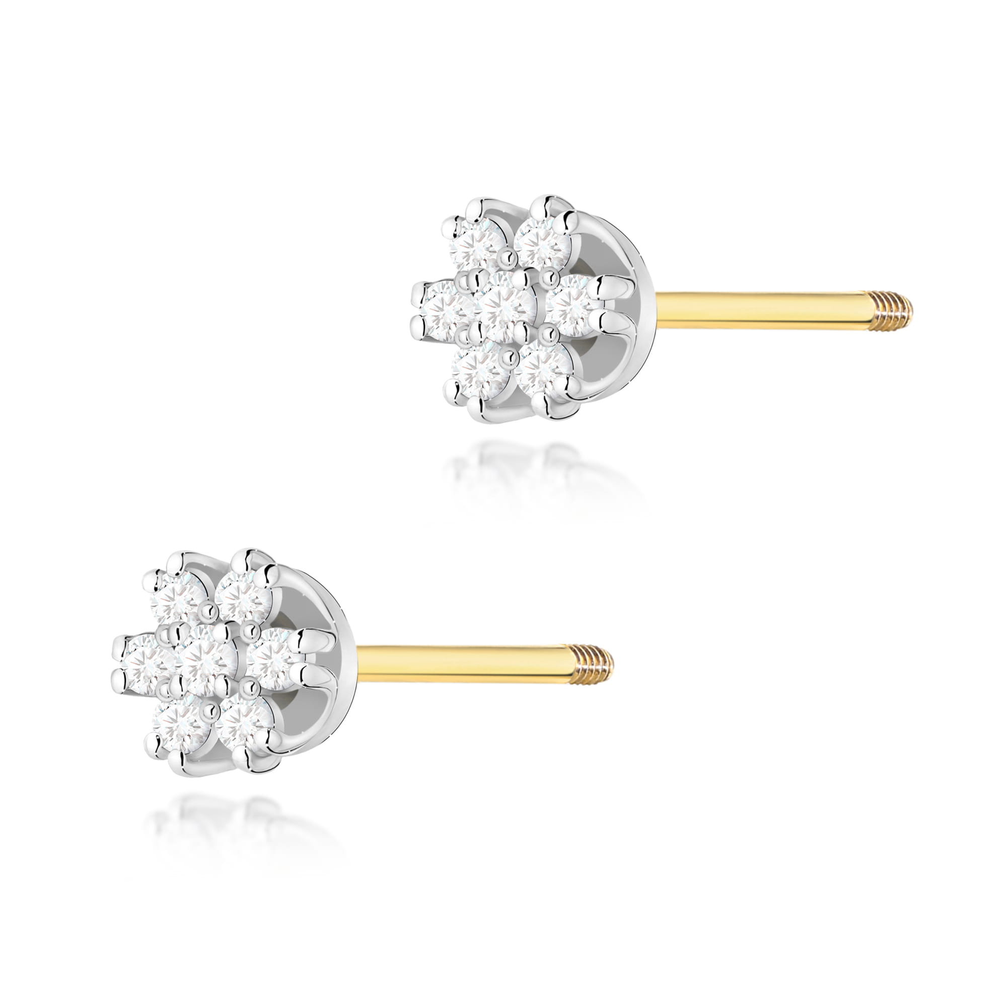 Kolczyki K0026 z diamentami żółte złoto sztyft zakręcany Jubiler Kraków BigDIAMOND