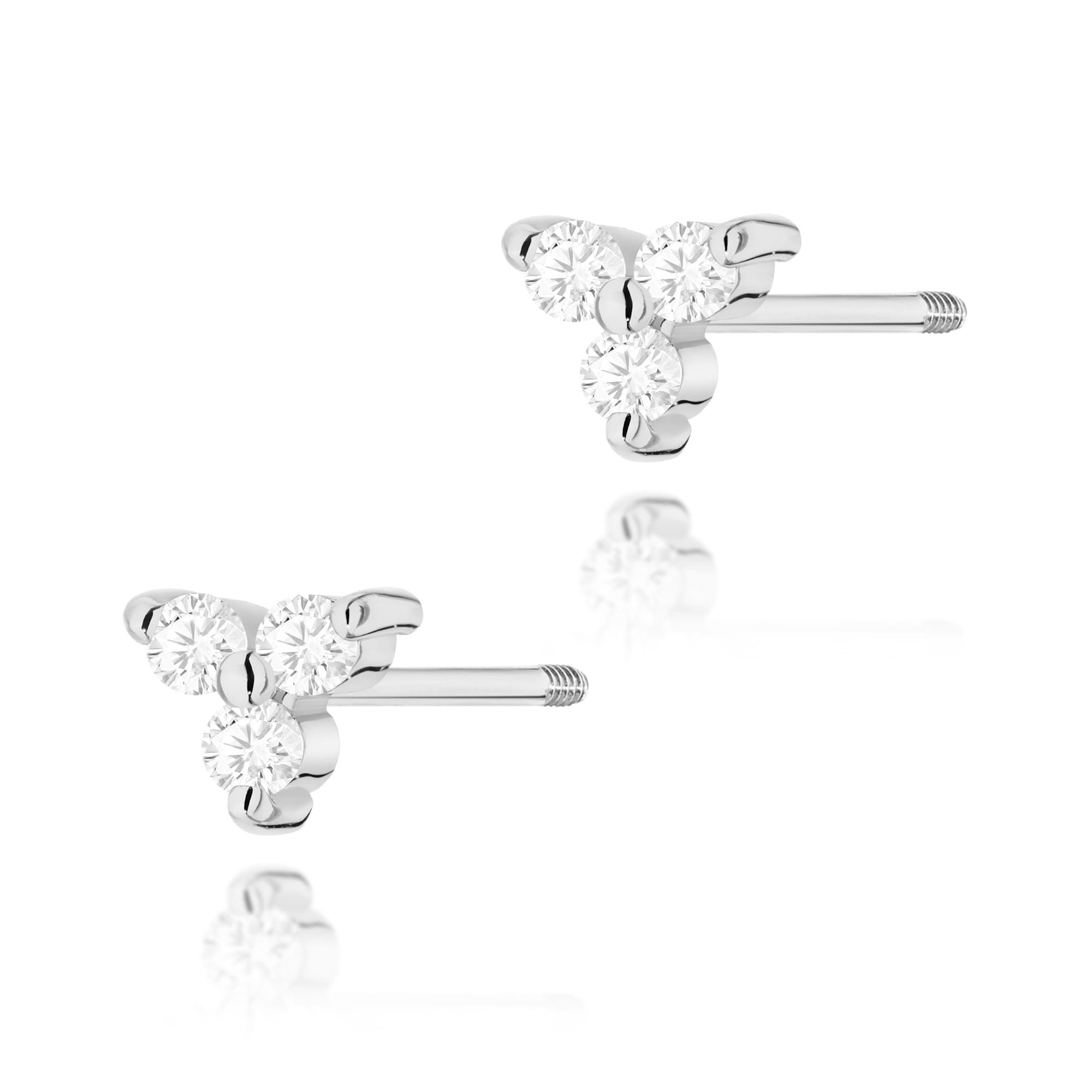 Kolczyki K0033 z diamentami białe złoto sztyft zakręcany Jubiler Kraków BigDIAMOND