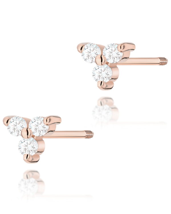 Kolczyki K0033 z diamentami różowe złoto sztyft zakręcany Jubiler Kraków BigDIAMOND