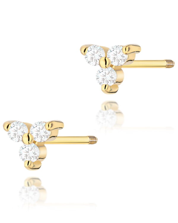 Kolczyki K0033 z diamentami żółte złoto sztyft zakręcany Jubiler Kraków BigDIAMOND