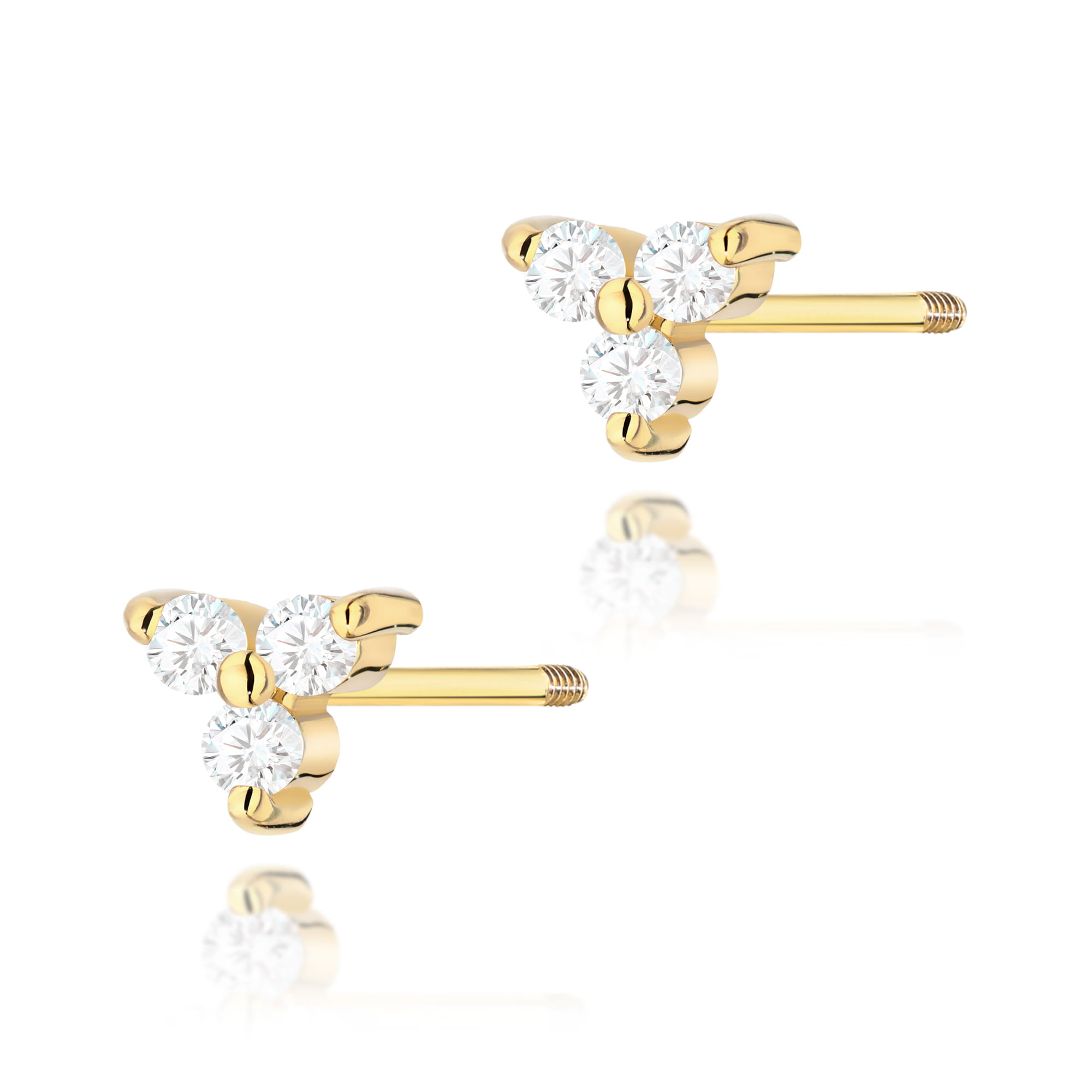 Kolczyki K0033 z diamentami żółte złoto sztyft zakręcany Jubiler Kraków BigDIAMOND