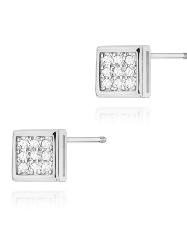 Kolczyki K0036 z diamentami białe złoto sztyft zakręcany Jubiler Kraków BigDIAMOND
