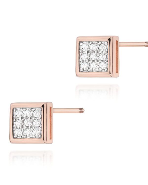 Kolczyki K0036 z diamentami różowe złoto sztyft zakręcany Jubiler Kraków BigDIAMOND