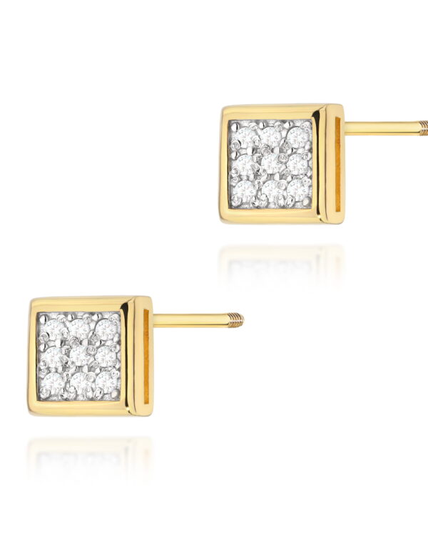 Kolczyki K0036 z diamentami żółte złoto sztyft zakręcany Jubiler Kraków BigDIAMOND