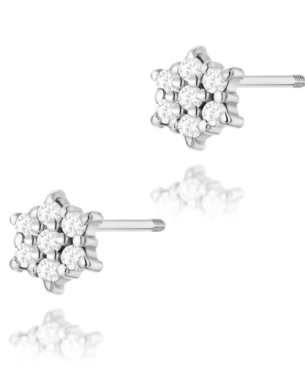 Kolczyki K0039 z diamentami białe złoto sztyft zakręcany Jubiler Kraków BigDIAMOND