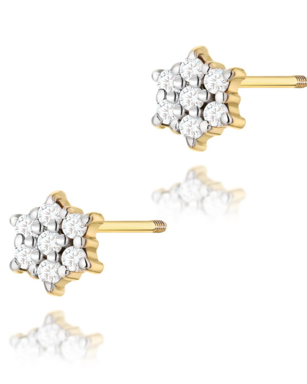 Kolczyki K0039 z diamentami żółte złoto sztyft zakręcany Jubiler Kraków BigDIAMOND