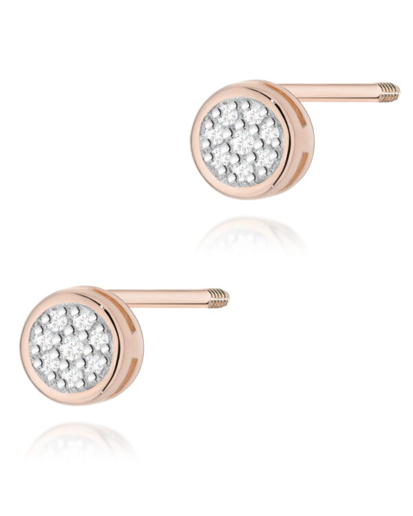 Kolczyki K0041 z diamentami różowe złoto sztyft zakręcany Jubiler Kraków BigDIAMOND