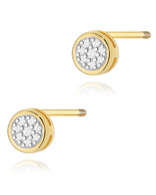 Kolczyki K0041 z diamentami żółte złoto sztyft zakręcany Jubiler Kraków BigDIAMOND