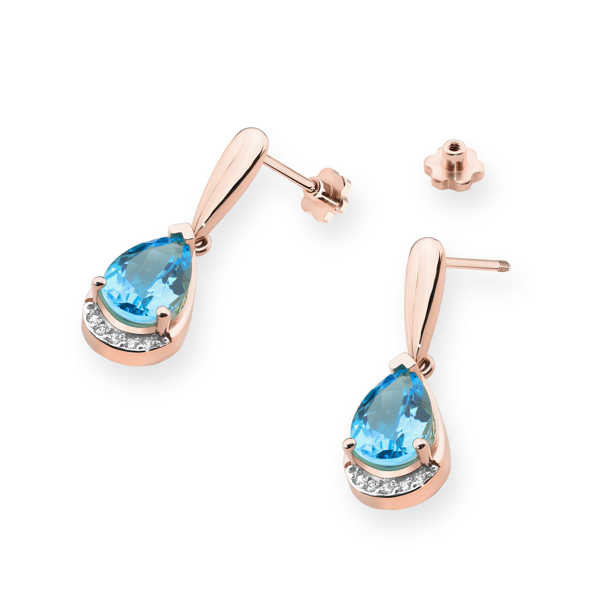 Kolczyki Topaz 2 x 1,40ct różowe złoto sztyft zakręcany 3 40ct różowe złoto sztyft zakręcany Jubiler Kraków BigDIAMOND