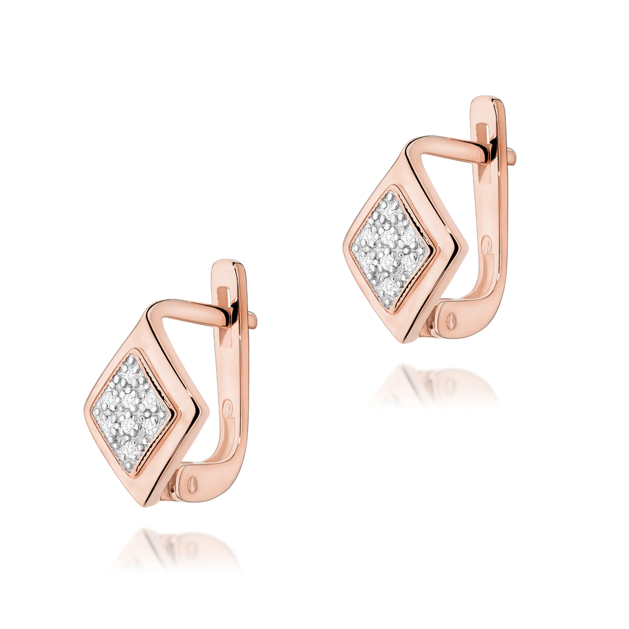 Kolczyki K0052 z diamentami różowe złoto Jubiler Kraków BigDIAMOND