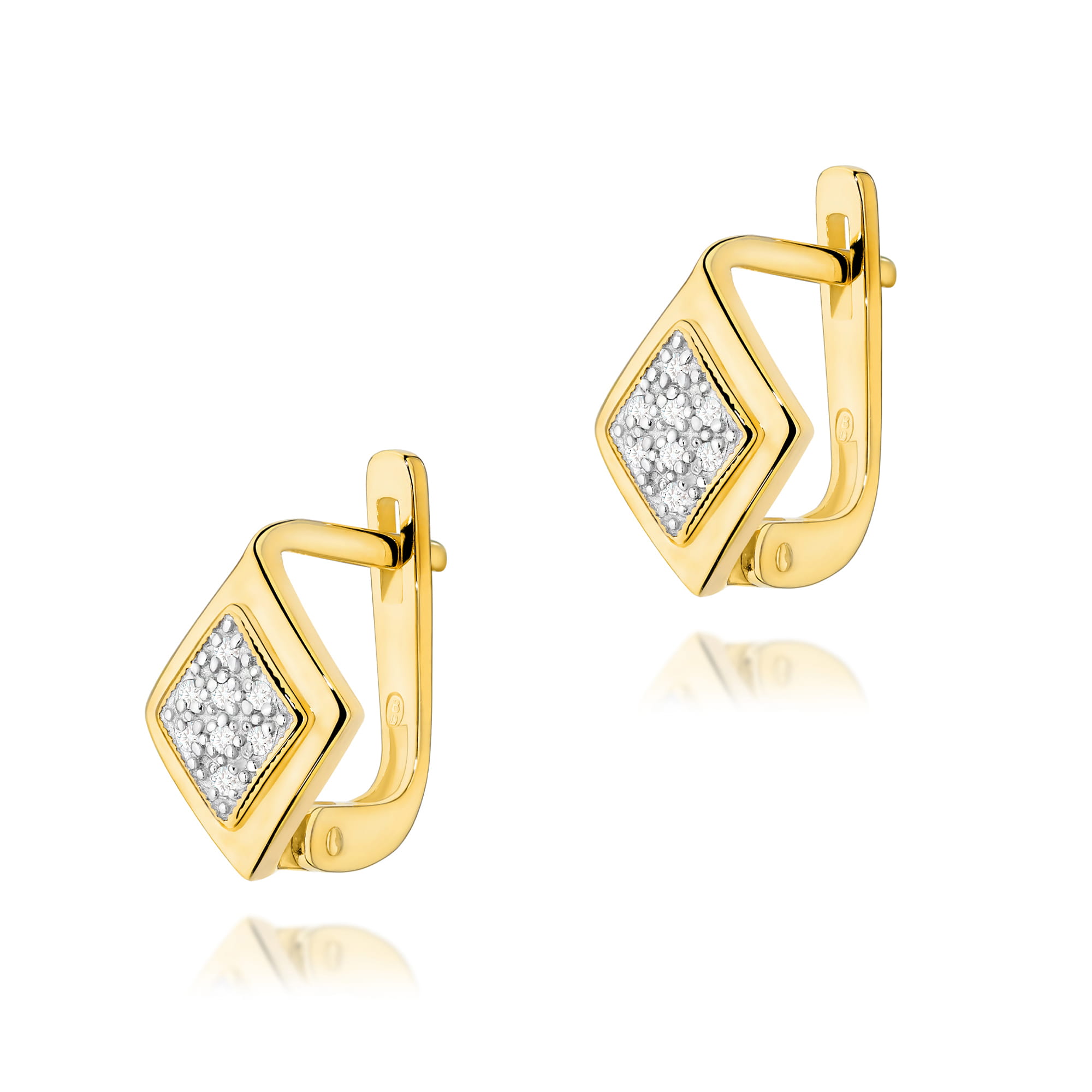 Kolczyki K0052 z diamentami żółte złoto Jubiler Kraków BigDIAMOND