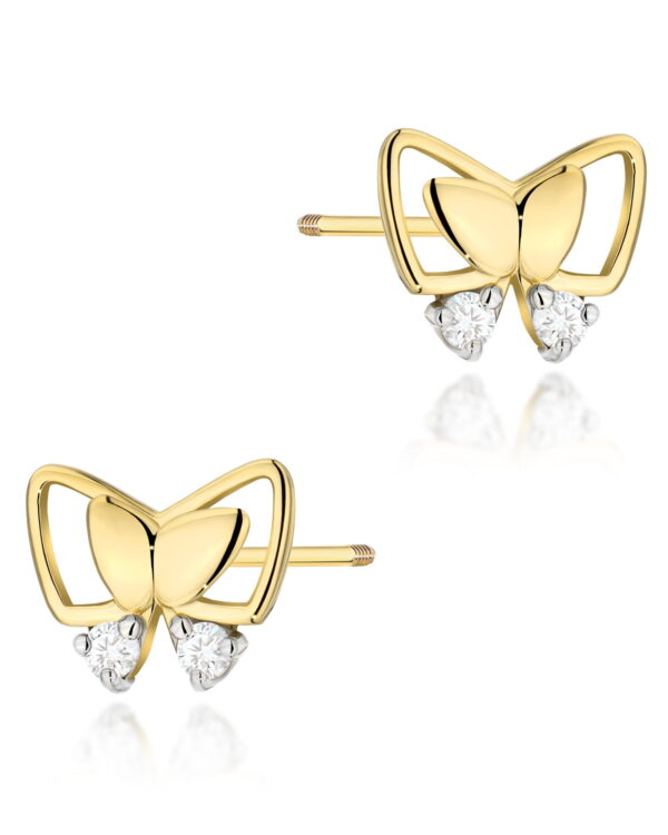 Kolczyki K0059 z diamentami żółte złoto sztyft zakręcany Jubiler Kraków BigDIAMOND