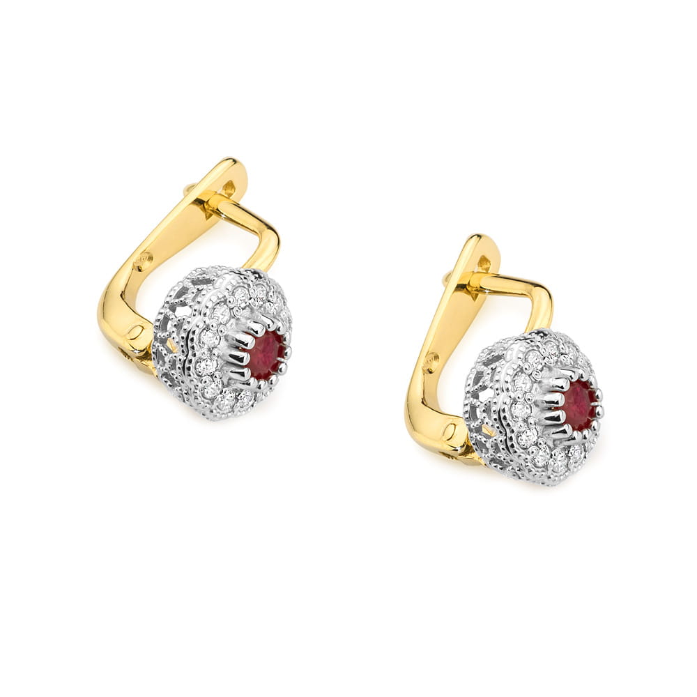 Kolczyki Rubin 2 x 0,15ct żółte złoto 3 15ct żółte złoto Jubiler Kraków BigDIAMOND