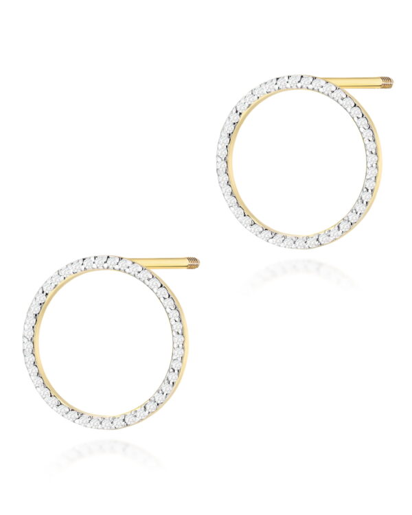 Kolczyki K0442 z diamentami żółte złoto sztyft zakręcany Jubiler Kraków BigDIAMOND