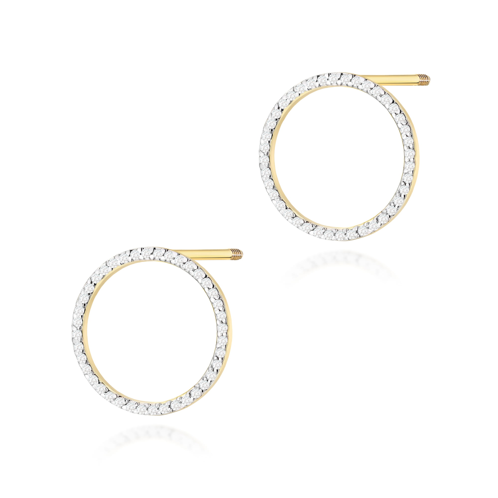 Kolczyki K0442 z diamentami żółte złoto sztyft zakręcany Jubiler Kraków BigDIAMOND