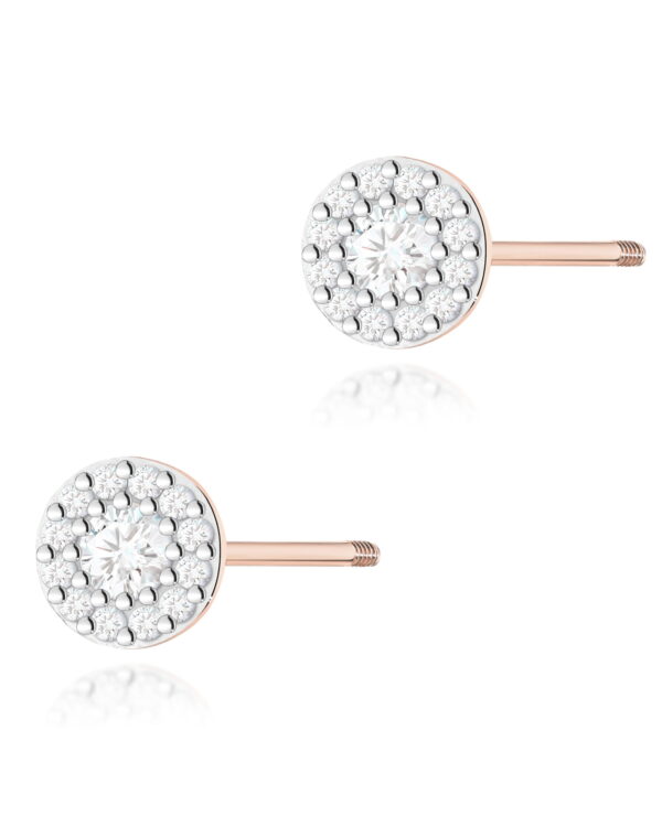 Kolczyki K0443 z diamentami różowe złoto sztyft zakręcany Jubiler Kraków BigDIAMOND