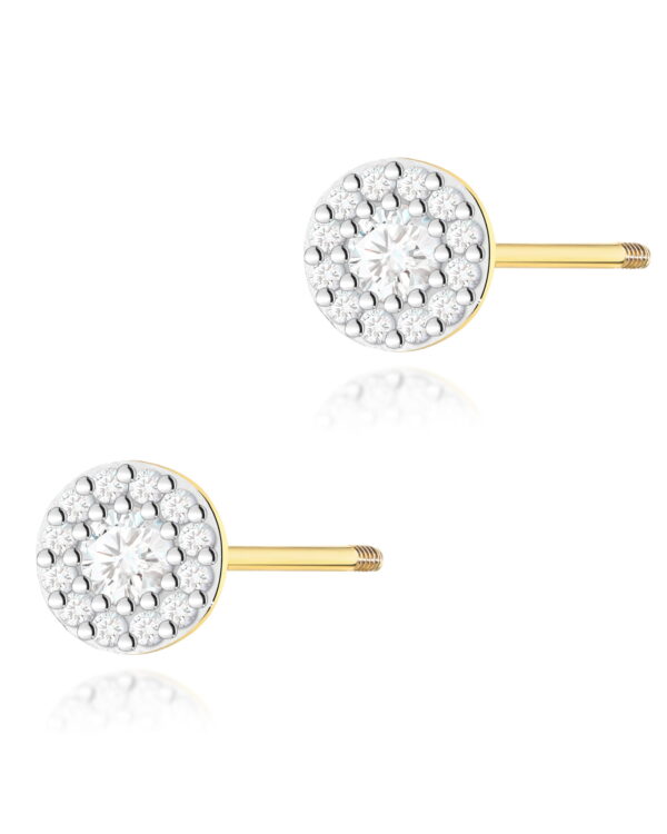 Kolczyki K0443 z diamentami żółte złoto sztyft zakręcany Jubiler Kraków BigDIAMOND