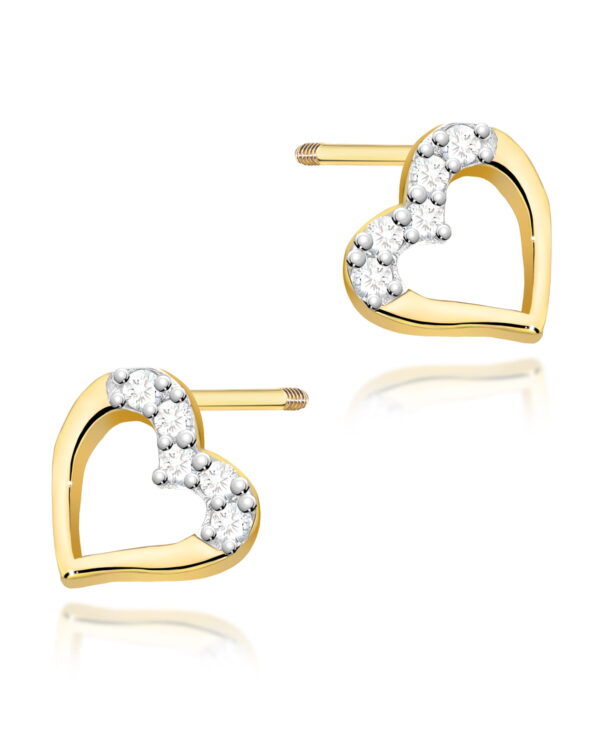 Kolczyki K0503 z diamentami żółte złoto sztyft zakręcany Jubiler Kraków BigDIAMOND
