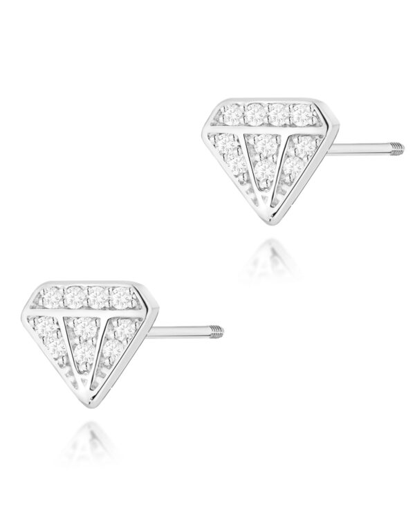 Kolczyki K0504 z diamentami białe złoto sztyft zakręcany Jubiler Kraków BigDIAMOND