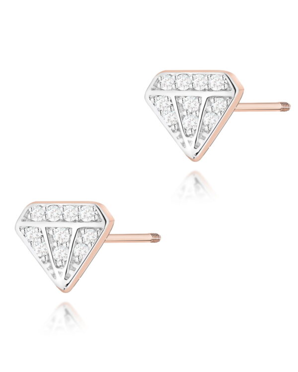 Kolczyki K0504 z diamentami różowe złoto sztyft zakręcany Jubiler Kraków BigDIAMOND