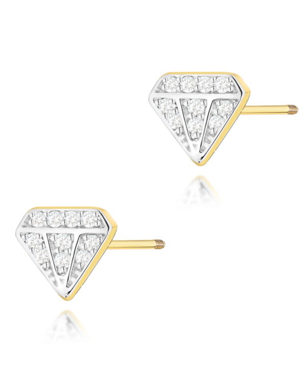 Kolczyki K0504 z diamentami żółte złoto sztyft zakręcany Jubiler Kraków BigDIAMOND