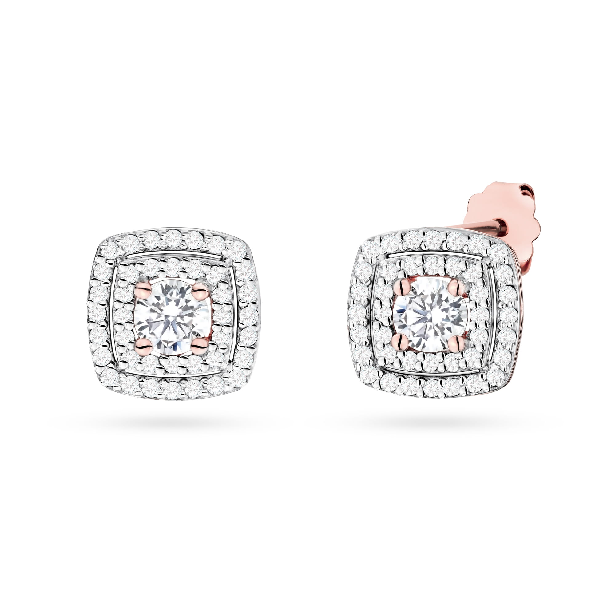 Kolczyki K0506 z diamentami laboratoryjnymi różowe złoto Jubiler Kraków BigDIAMOND
