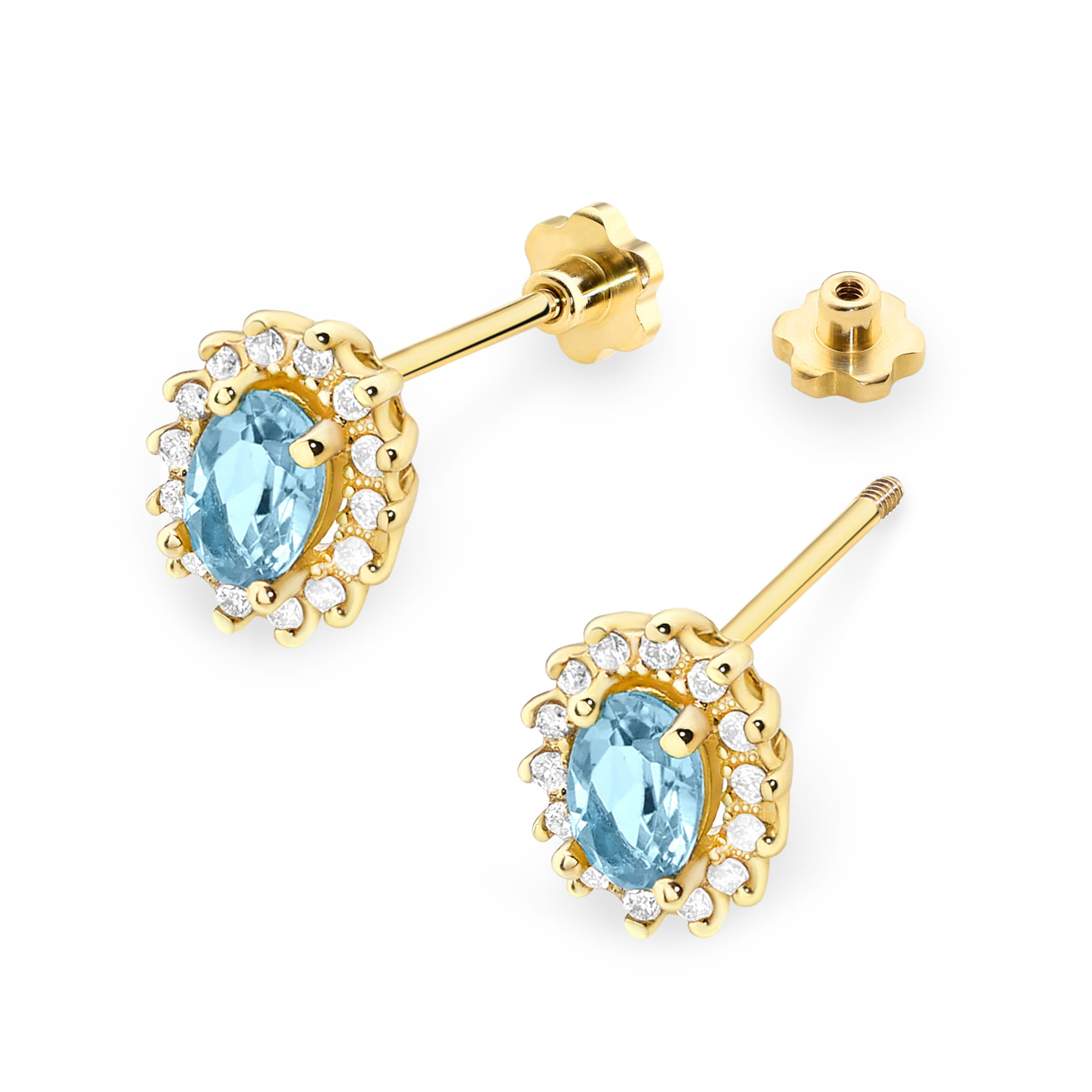 Kolczyki Topaz 2 x 0,50ct żółte złoto sztyft zakręcany 3 50ct żółte złoto sztyft zakręcany Jubiler Kraków BigDIAMOND
