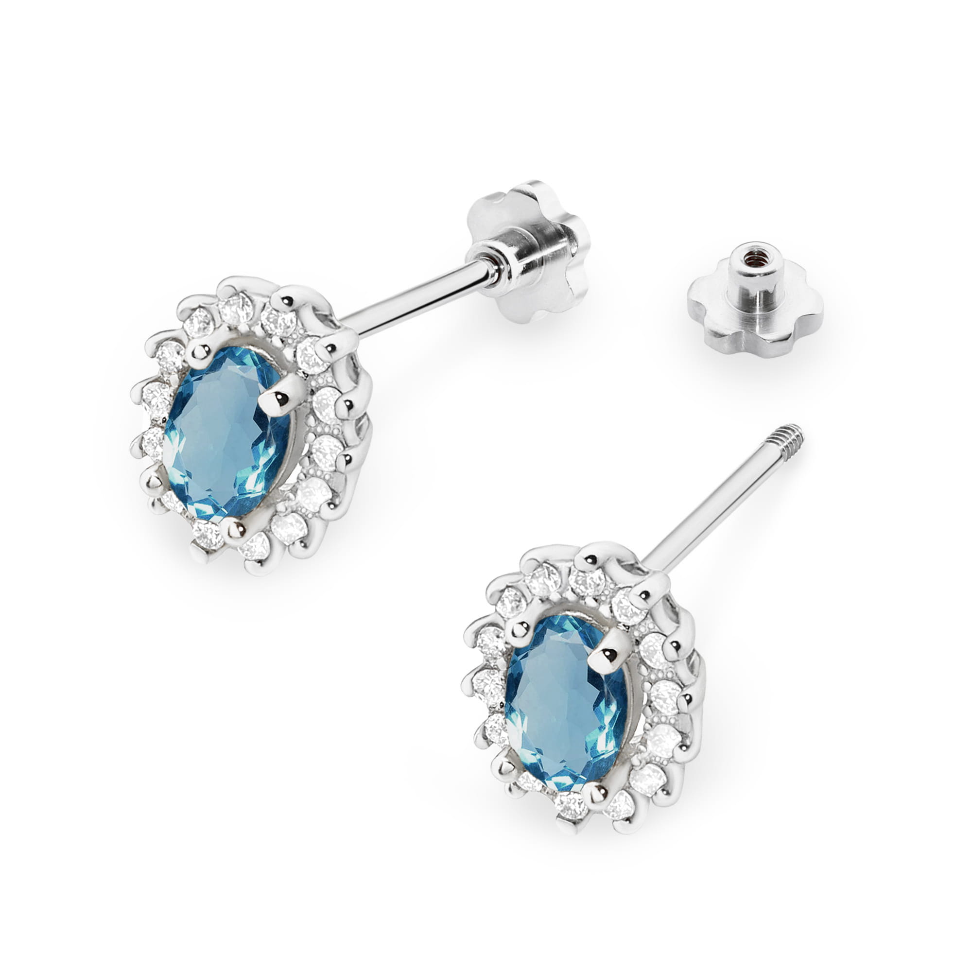 Kolczyki Topaz London Blue 2 x 0,50ct białe złoto sztyft zakręcany 3 50ct białe złoto sztyft zakręcany Jubiler Kraków BigDIAMOND