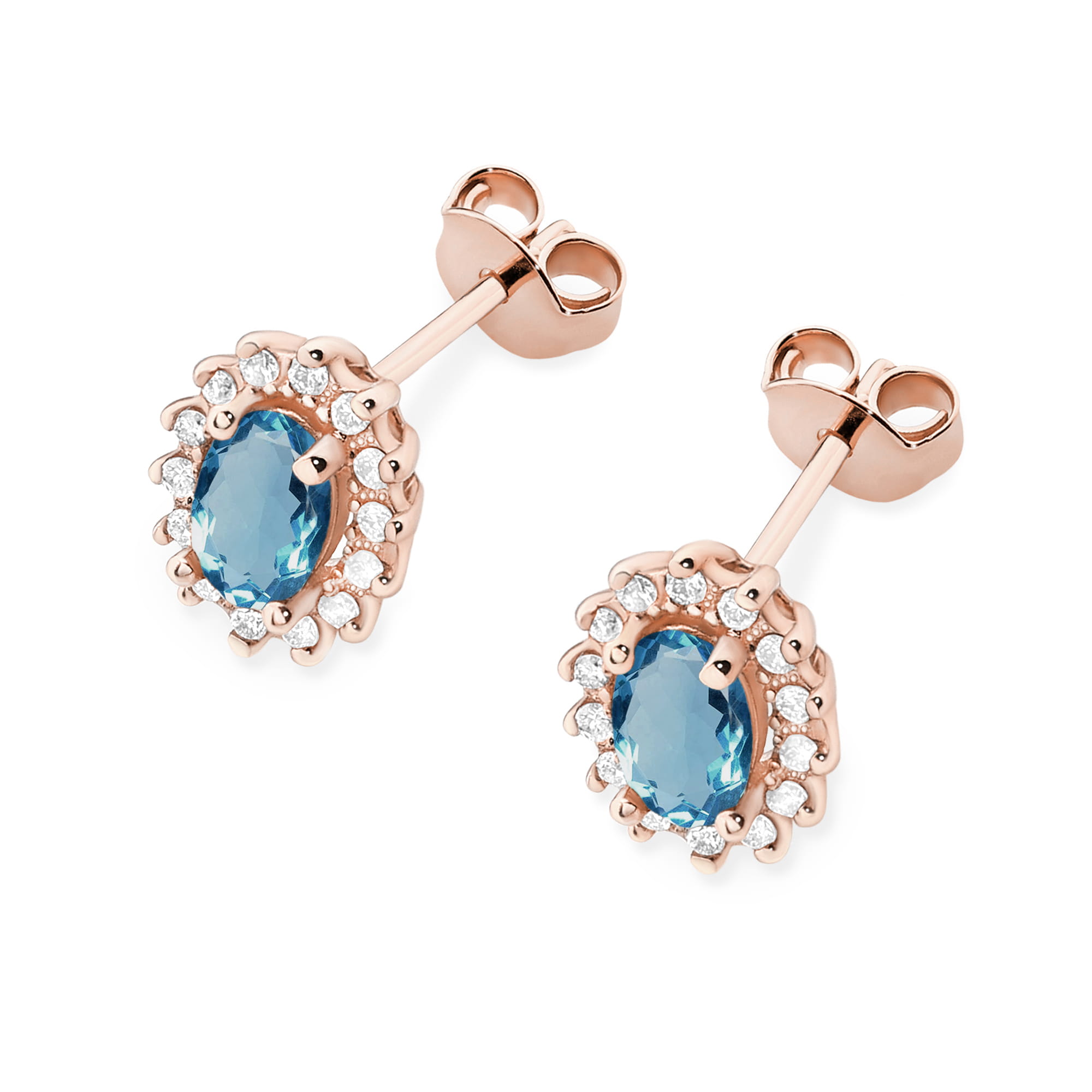 Kolczyki Topaz London Blue 2 x 0,50ct różowe złoto 3 50ct różowe złoto Jubiler Kraków BigDIAMOND