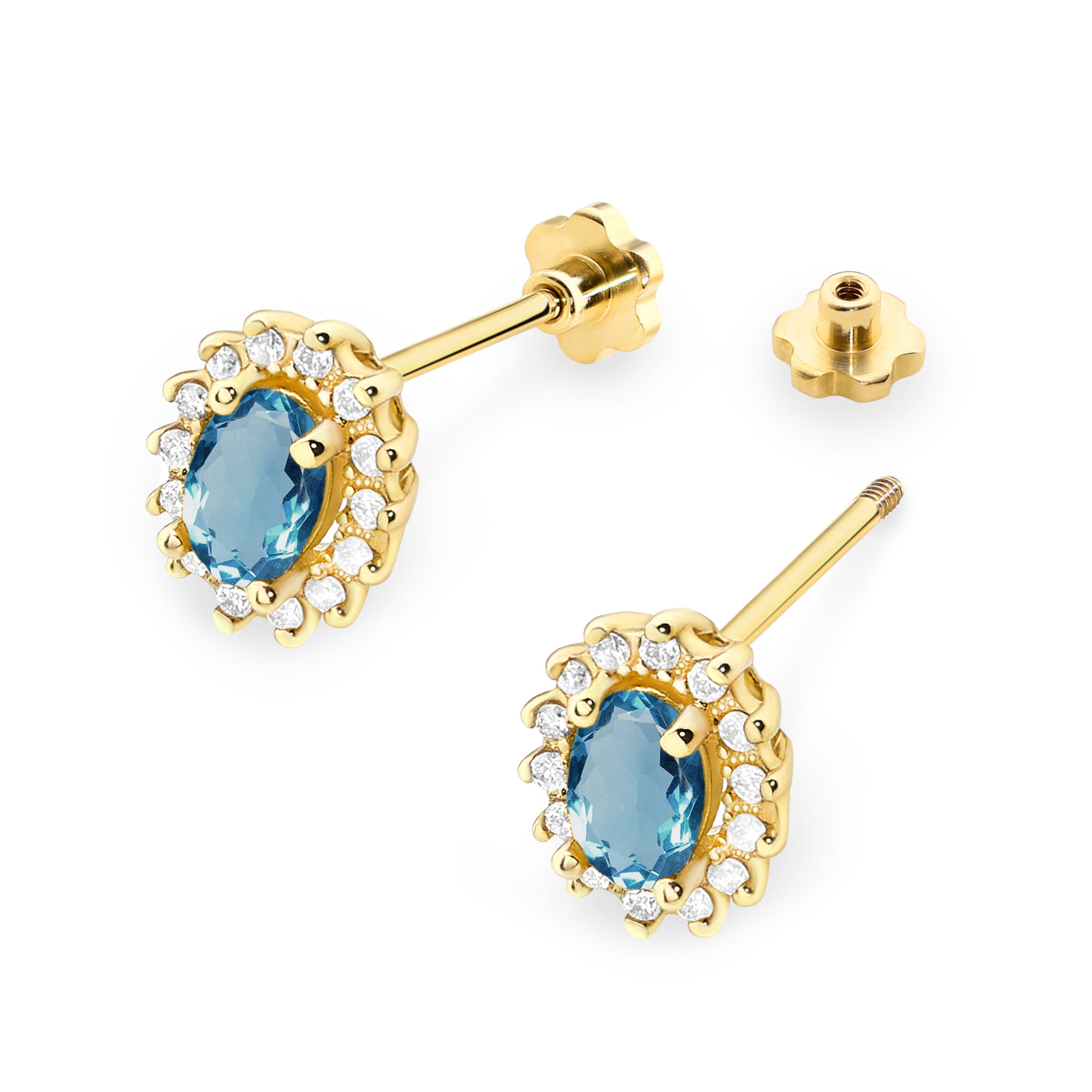Kolczyki Topaz London Blue 2 x 0,50ct żółte złoto sztyft zakręcany 3 50ct żółte złoto sztyft zakręcany Jubiler Kraków BigDIAMOND