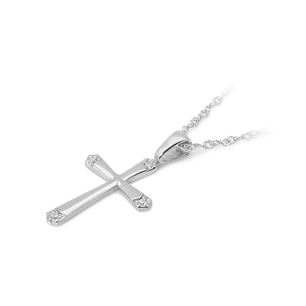 Krzyż z diamentami białe złoto 3 Krzyż z diamentami białe złoto - obrazek 2