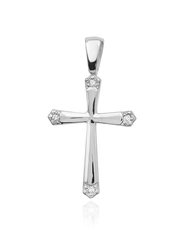 Krzyż K001 z diamentami białe złoto Jubiler Kraków BigDIAMOND