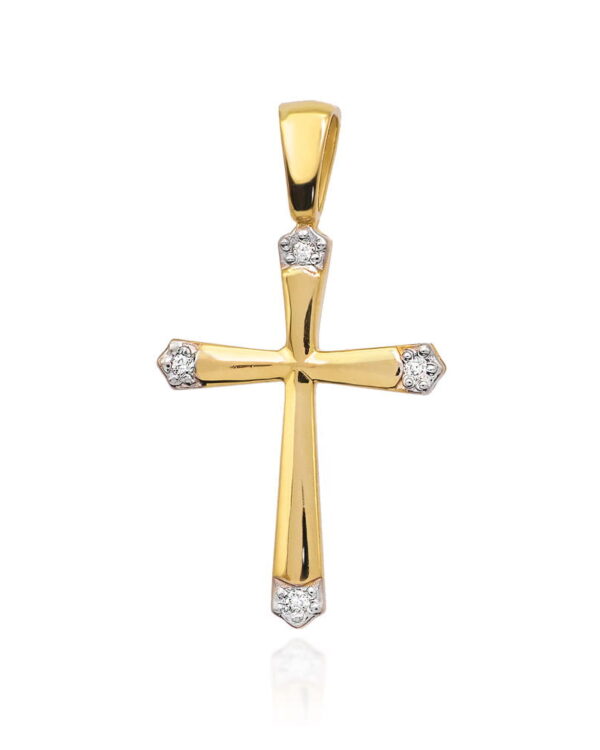 Krzyż K001 z diamentami żółte złoto Jubiler Kraków BigDIAMOND