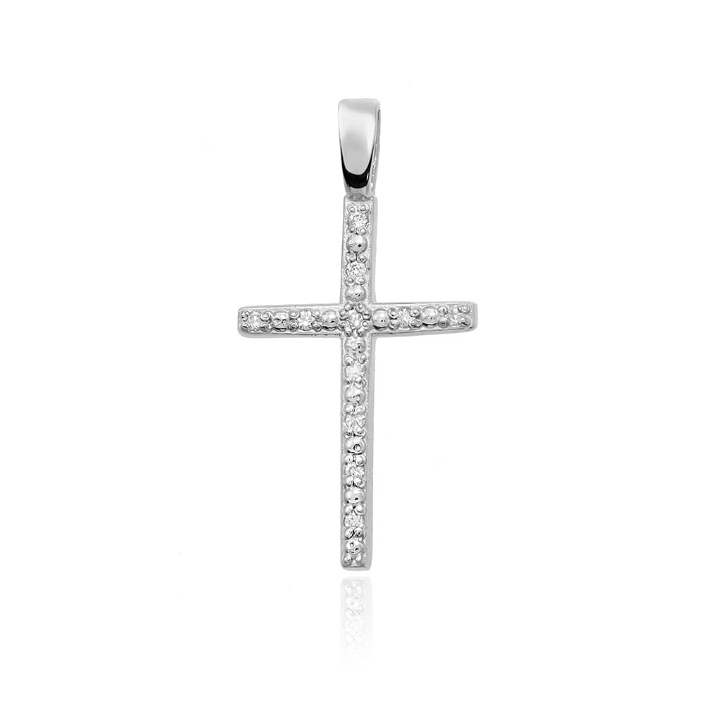 Krzyż K004 z diamentami białe złoto Jubiler Kraków BigDIAMOND