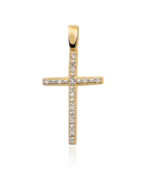 Krzyż K004 z diamentami żółte złoto Jubiler Kraków BigDIAMOND
