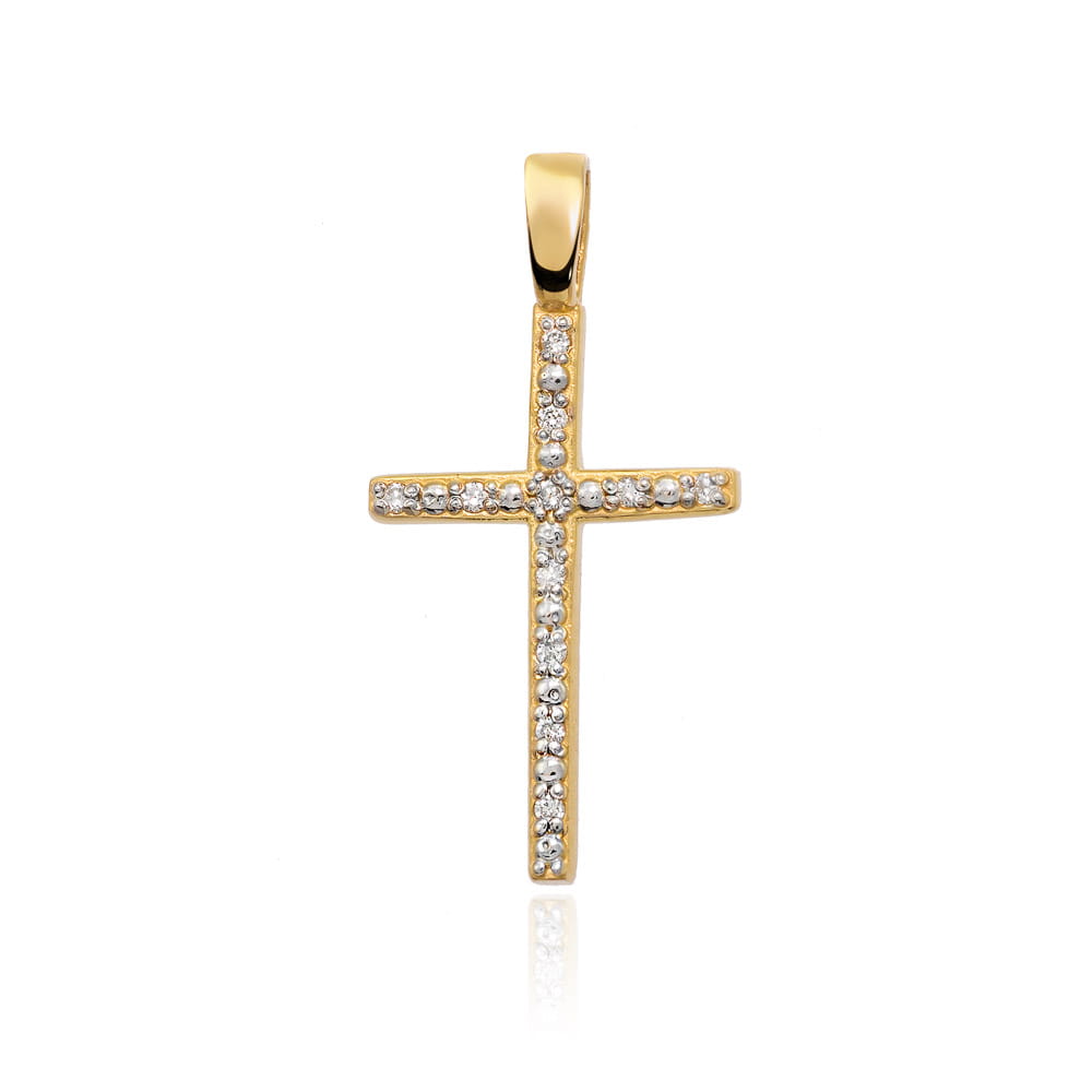 Krzyż K004 z diamentami żółte złoto Jubiler Kraków BigDIAMOND