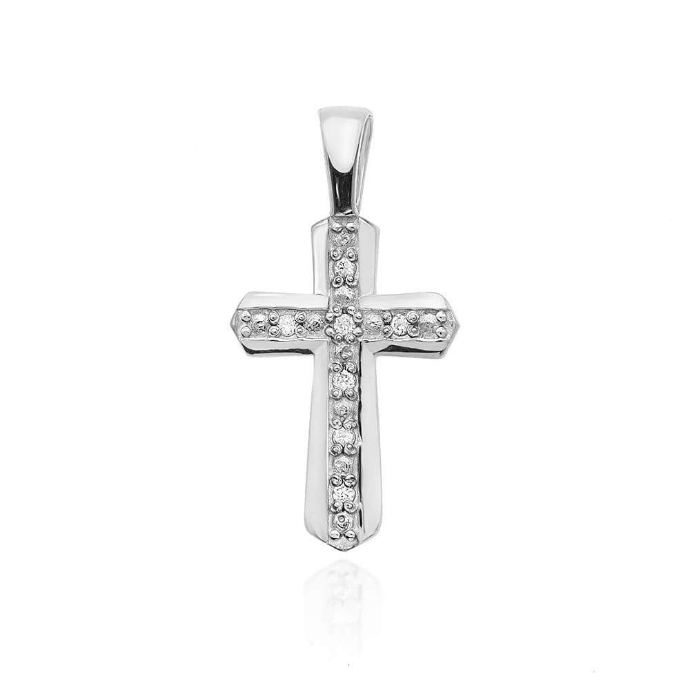 Krzyż K005 z diamentami białe złoto Jubiler Kraków BigDIAMOND